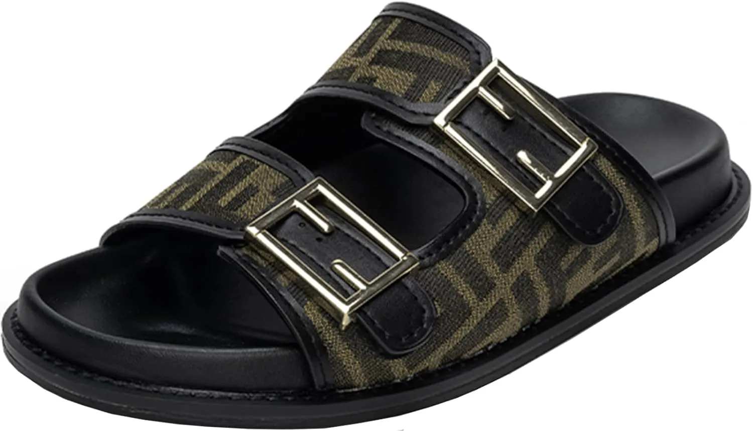 Women's Double Buckle Sandals Summer Arch Support Slip On Slide Sandals
