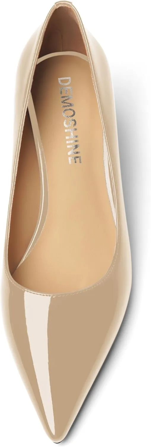 Womens Dress Pointed Toe Wedding Patent Slip On Spool High Heel Pumps Shoes 3 Inch
