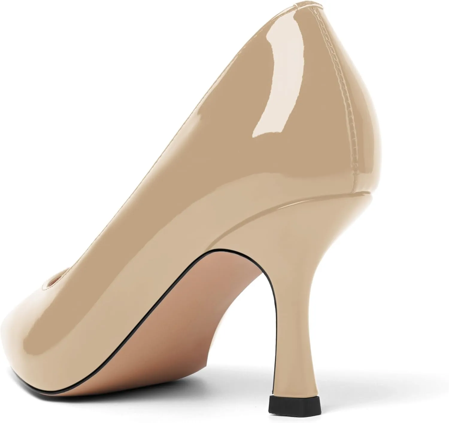 Womens Dress Pointed Toe Wedding Patent Slip On Spool High Heel Pumps Shoes 3 Inch