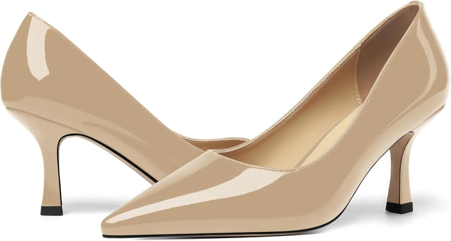 Womens Dress Pointed Toe Wedding Patent Slip On Spool High Heel Pumps Shoes 3 Inch