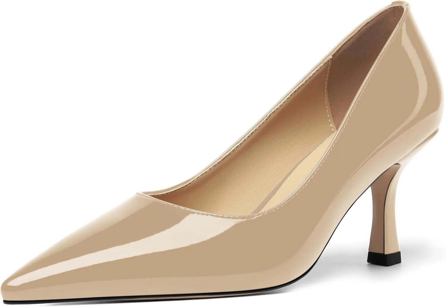 Womens Dress Pointed Toe Wedding Patent Slip On Spool High Heel Pumps Shoes 3 Inch