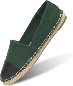 Womens Espadrille Flats Round Toe Slip on Comfortable Loafer Flats Classic Beige Canvas Flats Breathable Casual Shoes