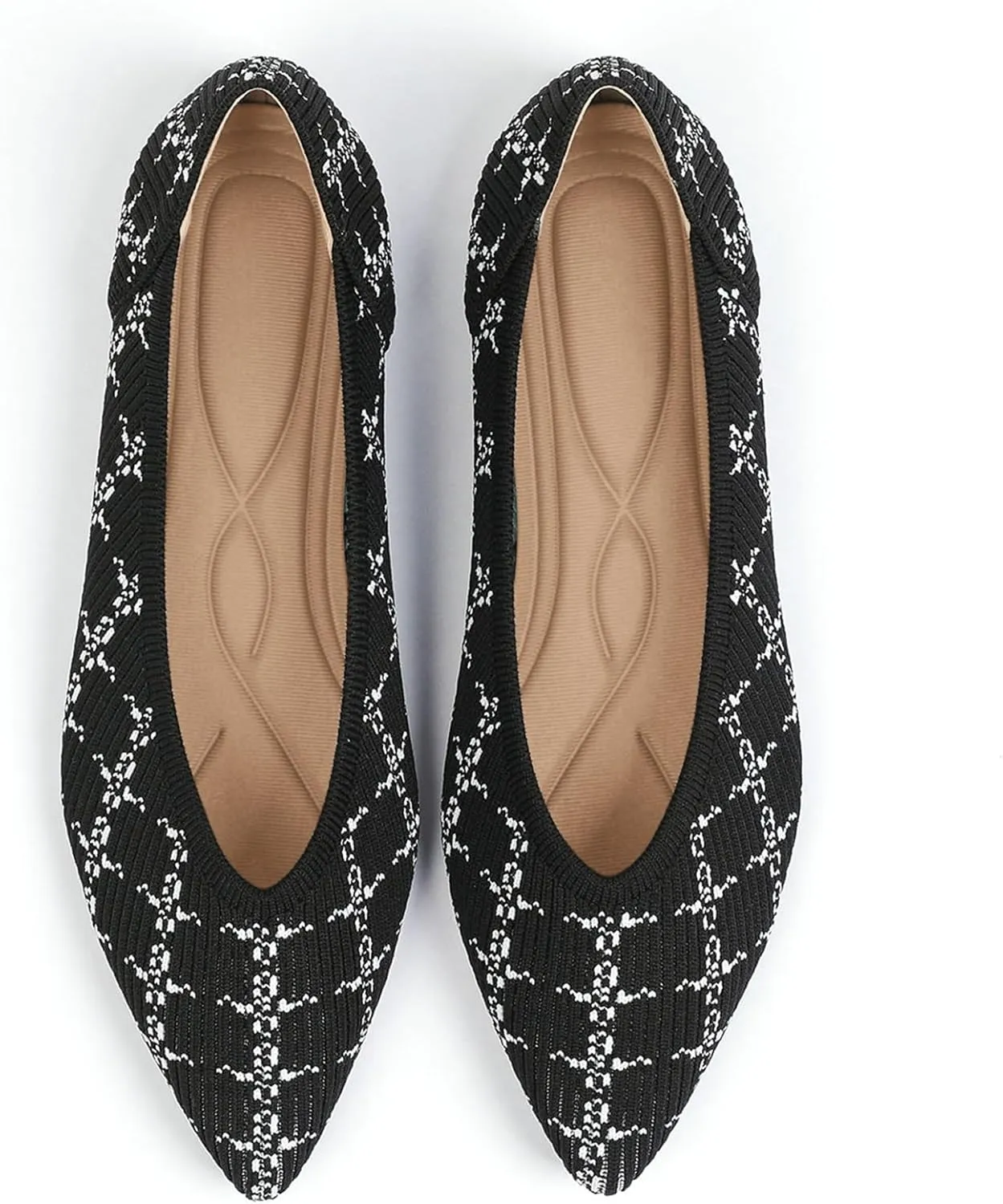 Women's Flats Shoes Pointed Toe Knit Ballet Comfortable Dressy Slip On Flat