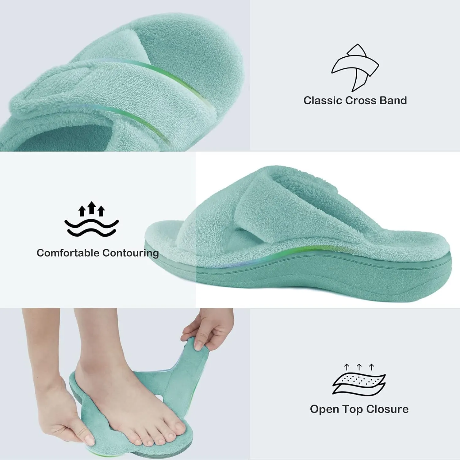 Women's Fuzzy Orthotic Arch Support Slippers Orthopedic Plantar Fasciitis Furry House Slide Slippers