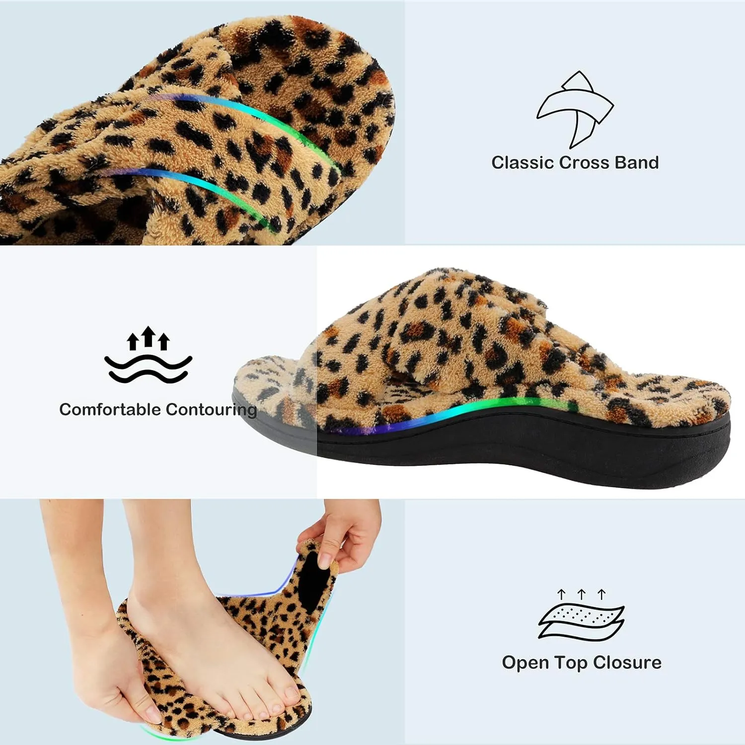 Women's Fuzzy Orthotic Arch Support Slippers Orthopedic Plantar Fasciitis Furry House Slide Slippers