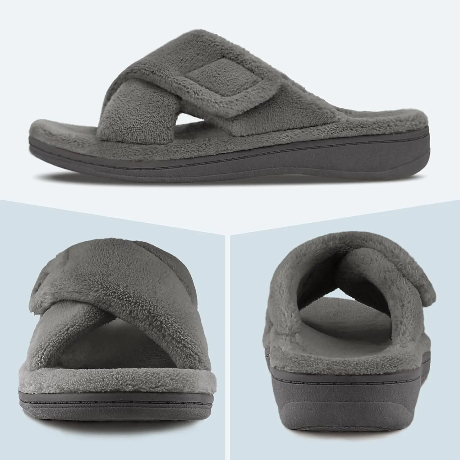 Women's Fuzzy Orthotic Arch Support Slippers Orthopedic Plantar Fasciitis Furry House Slide Slippers