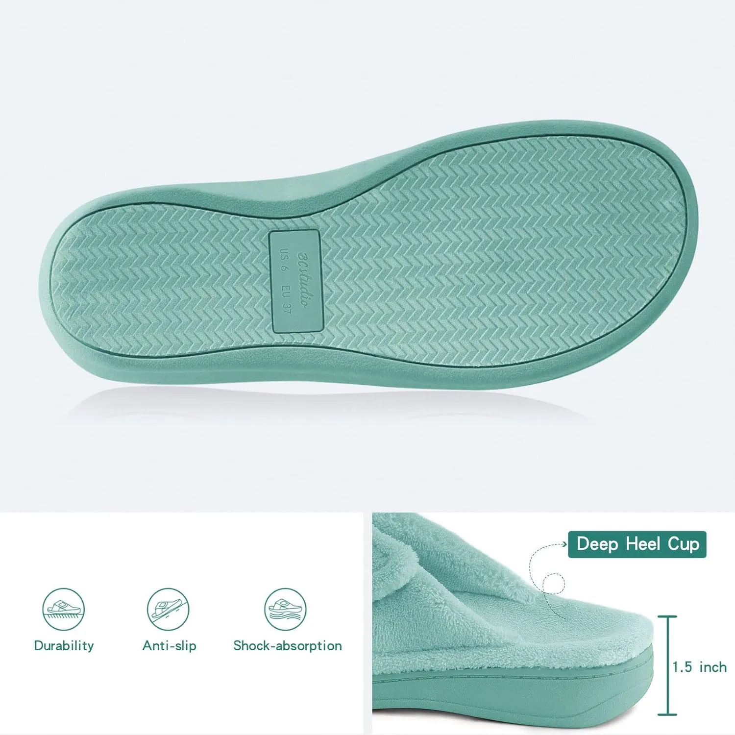 Women's Fuzzy Orthotic Arch Support Slippers Orthopedic Plantar Fasciitis Furry House Slide Slippers