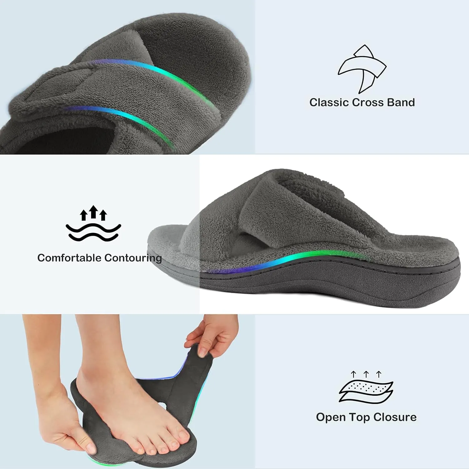Women's Fuzzy Orthotic Arch Support Slippers Orthopedic Plantar Fasciitis Furry House Slide Slippers