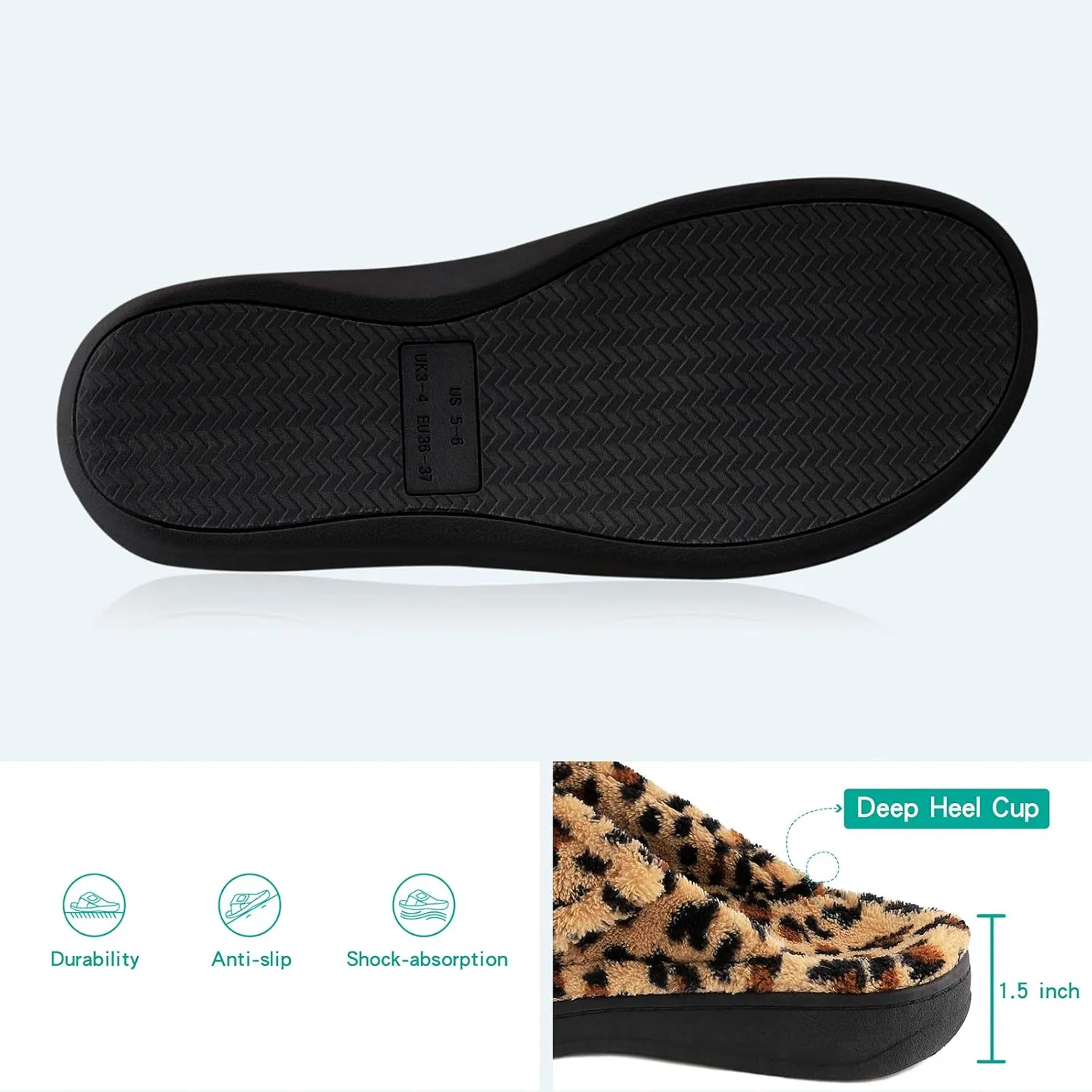 Women's Fuzzy Orthotic Arch Support Slippers Orthopedic Plantar Fasciitis Furry House Slide Slippers