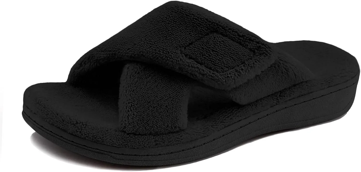 Women's Fuzzy Orthotic Arch Support Slippers Orthopedic Plantar Fasciitis Furry House Slide Slippers