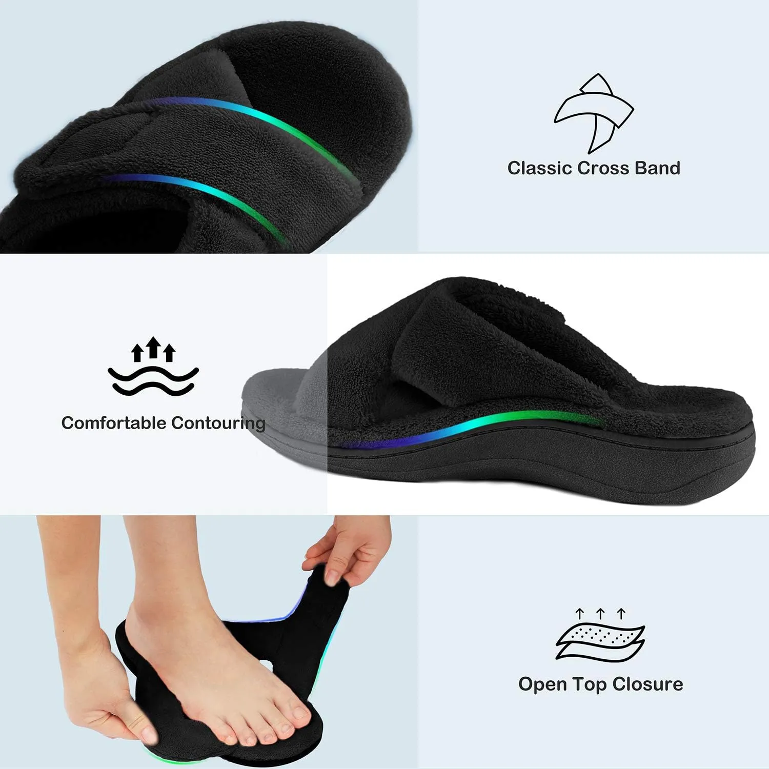 Women's Fuzzy Orthotic Arch Support Slippers Orthopedic Plantar Fasciitis Furry House Slide Slippers