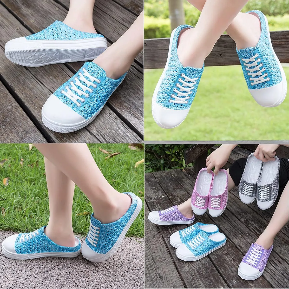 Womens Gardening Clogs Non-Slip Hole Breathable Lightweight Slippers Summer Beach Bathroom Sandals Indoor Outdoor Shoes Slip On