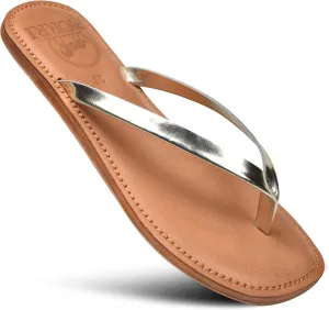 Women's Handmade Genuine Leather Summer Casual Comfort Flat Slide Sandals