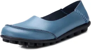 Women's Leather Slip-On Moccasins Shoes Flat Slipper Loafers