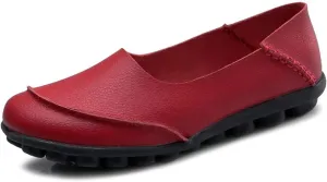 Women's Leather Slip-On Moccasins Shoes Flat Slipper Loafers