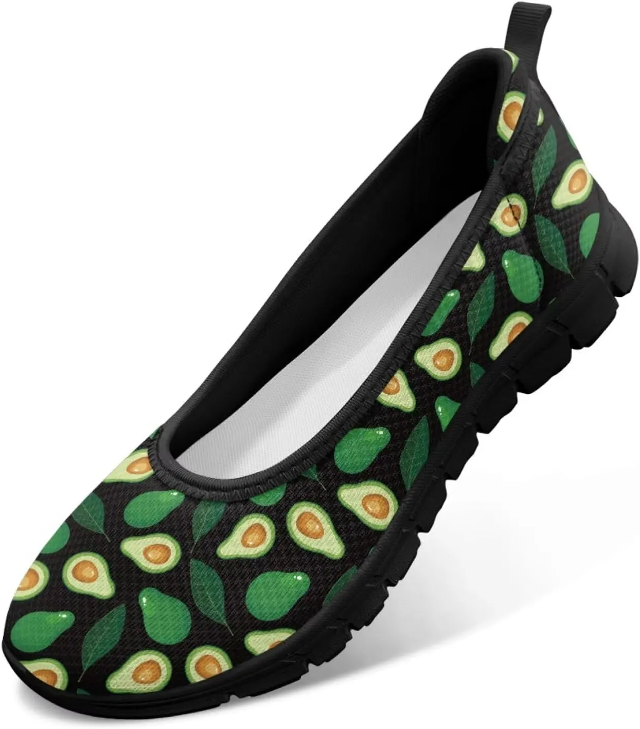 Womens Low Cut Shoes Casual Mesh Loafers Mushroom Tennis Sneakers Lightweight Slip On Fruit Print Breathable Shoe for Workout Walking