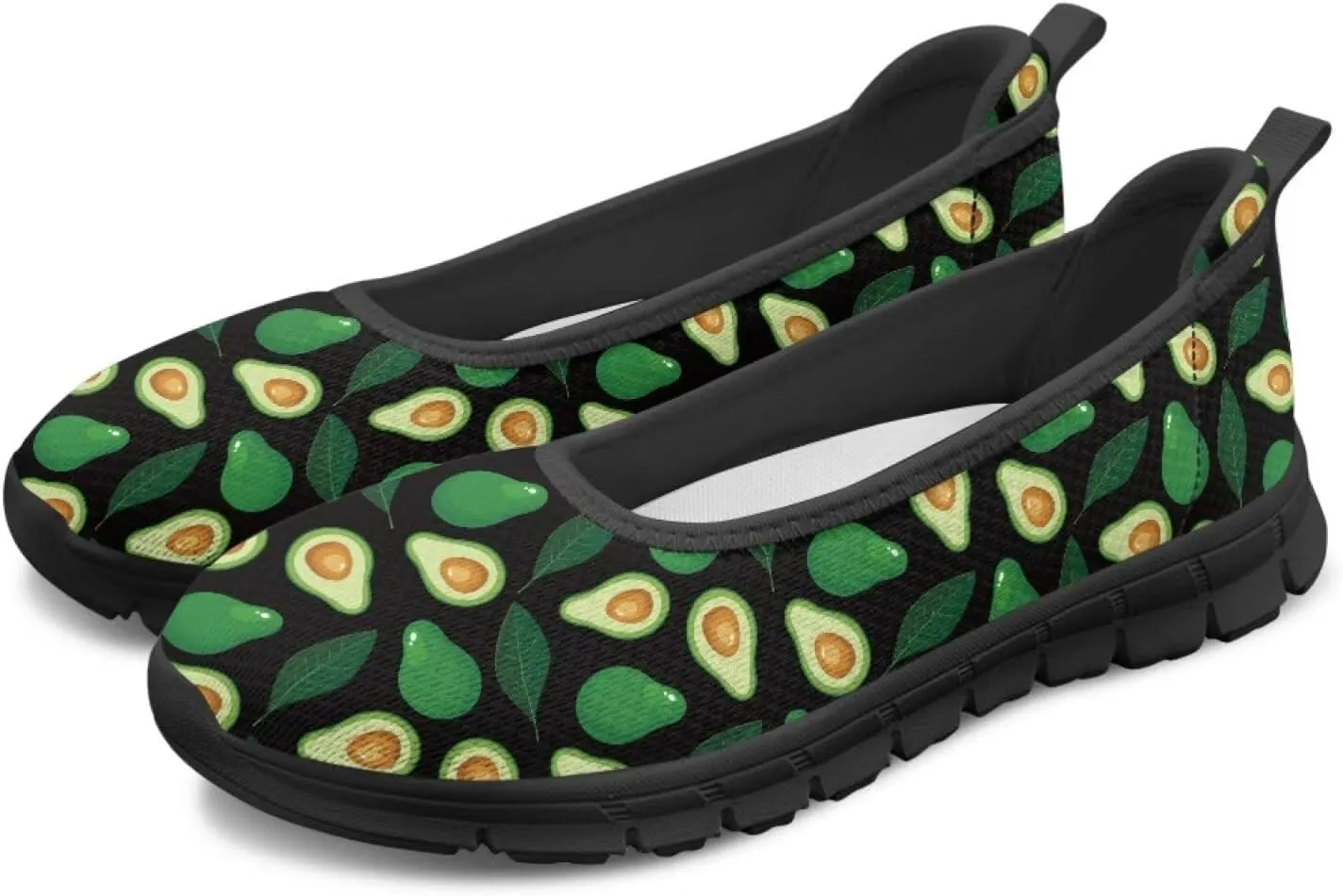 Womens Low Cut Shoes Casual Mesh Loafers Mushroom Tennis Sneakers Lightweight Slip On Fruit Print Breathable Shoe for Workout Walking