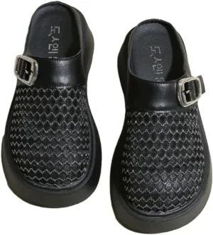 Women's Mesh Platform Clogs Sandals Cute Closed Toe Woven Summer Beach Slides Sandals Comfort Slip On Dressy Flat Mules 2025