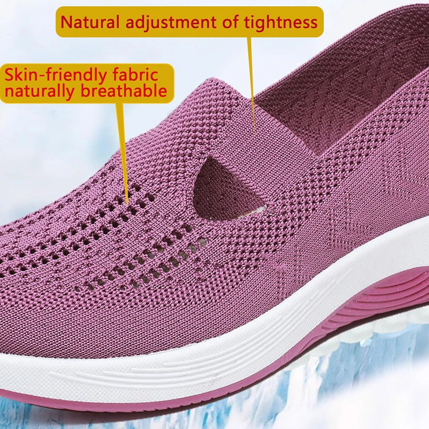 Women's Orthopedic Athletic Walking Shoes Slip On Casual Moderatearch Support Mesh-Comfortable Workout Sneakers