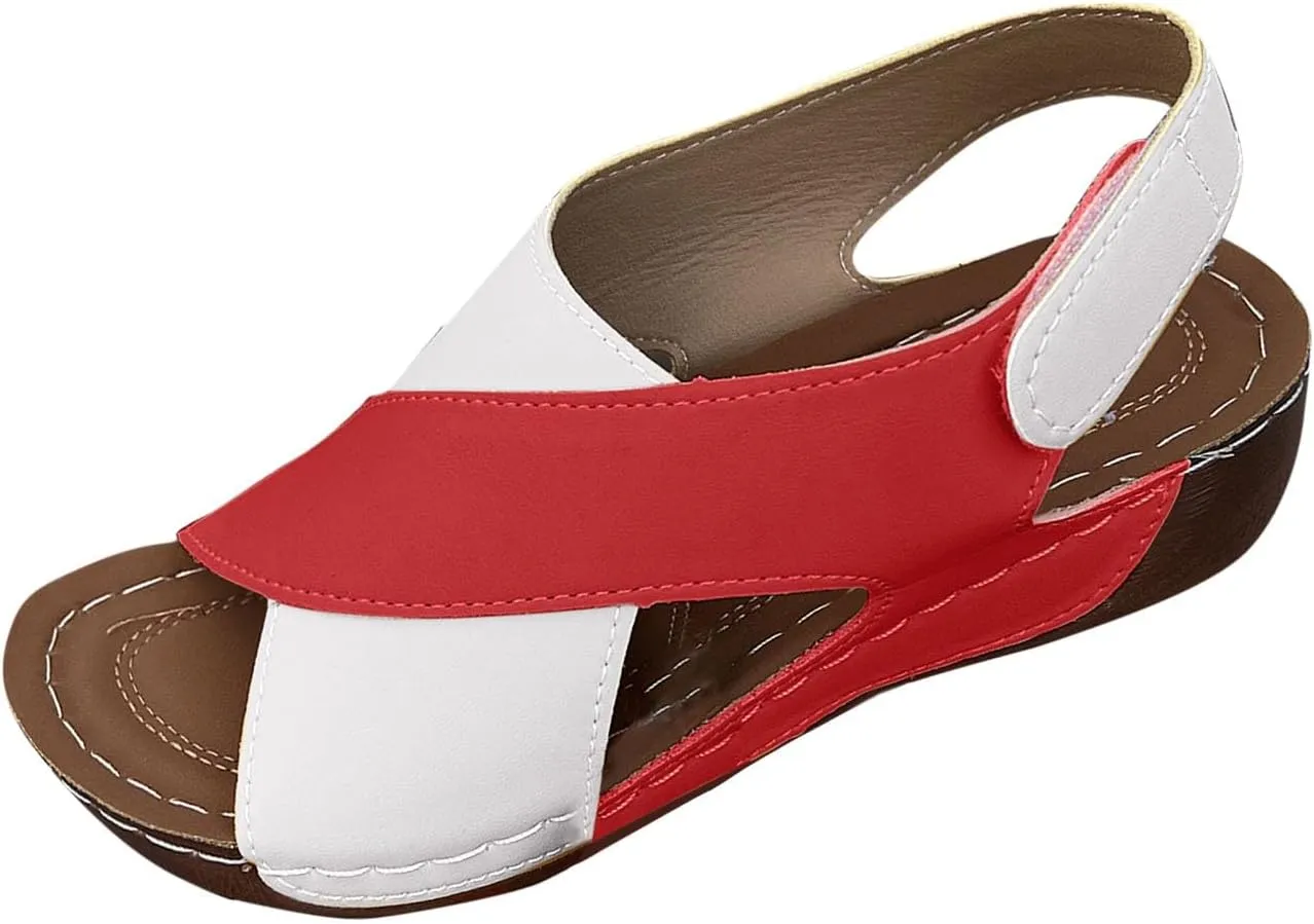 Womens Orthopedic Slide Sandals Stylish Slip on Open Toe Cute Platform Criss Cross Wide Band Flat Sandals for Summer