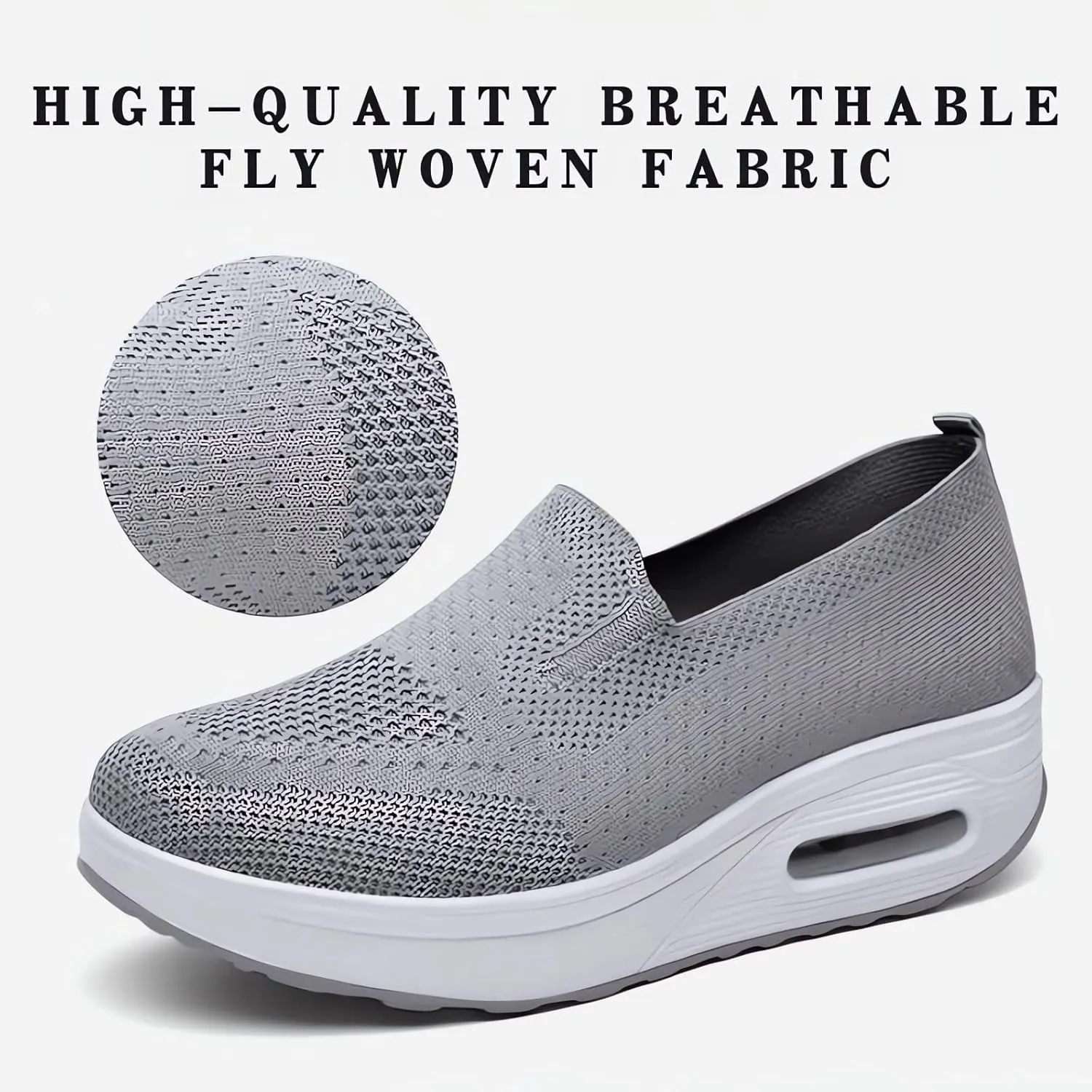 Women's Orthopedic Sneakers - 2023 New Air Cushion Slip on Walking Shoes Orthopedic Stretch Diabetic Casual Walking Wide Shoes with Arch Support, Comfort Women's Orthopedic Platform Sneakers