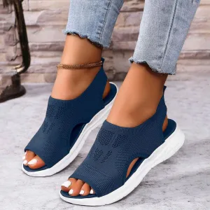 Womens Orthopedic Walking Sandals with Arch Support Open Toe Sports Sandals Breathable Knit Summer Shoes Summer Washable Slingback Orthopedic Slide Flat Sandals