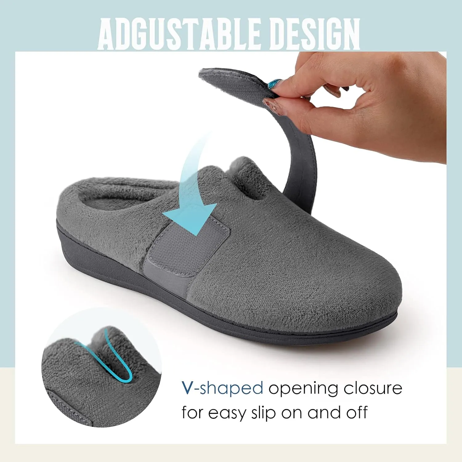 Women’s Orthotic House Slippers with Arch Support Adjustable Fuzzy Ladies Shoes