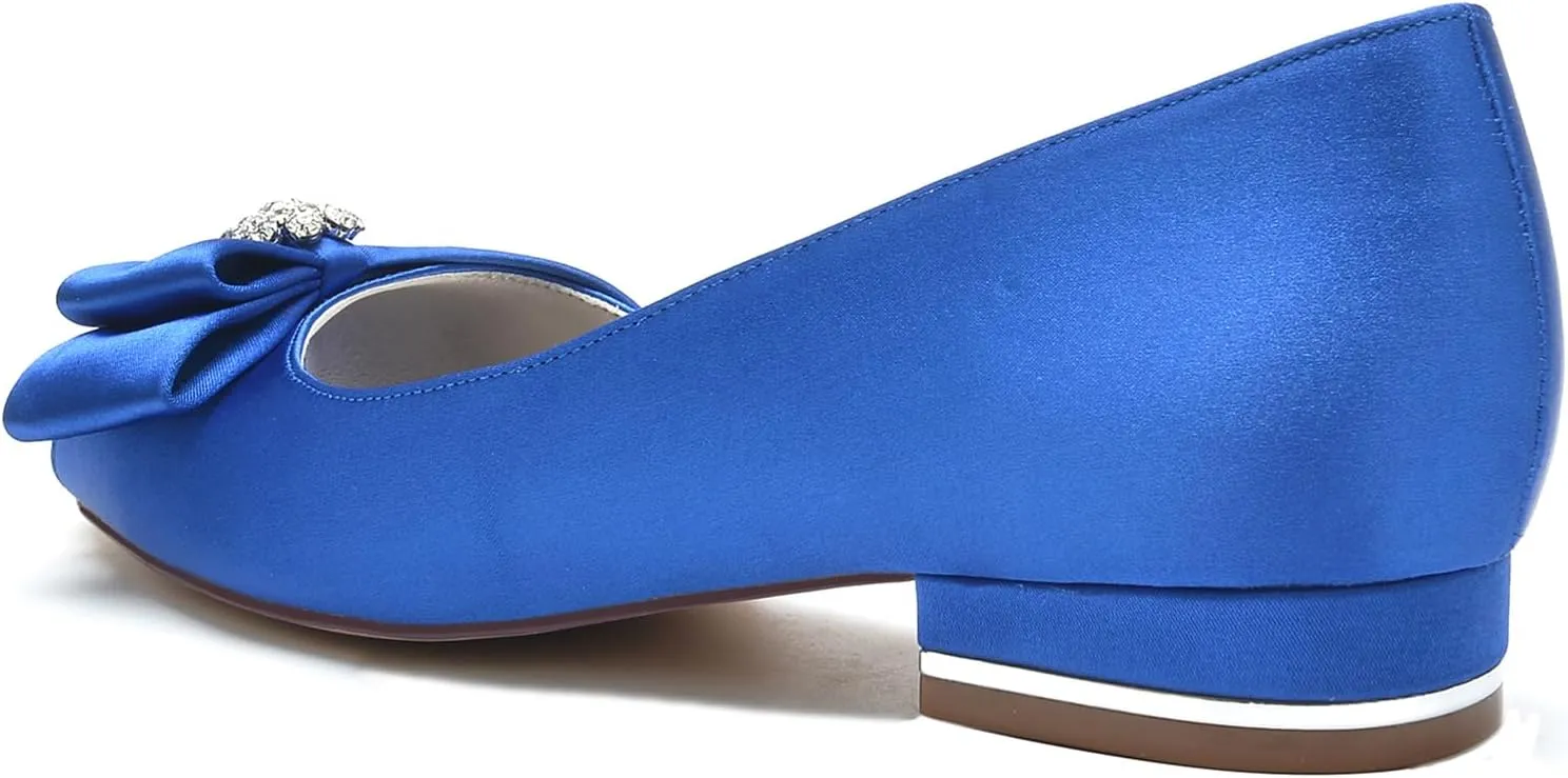 Women's Peep Toe Flat Pumps Satin Rhinestone Wedding Dress Shoes Evening Party Comfort Bridal Flats Slip-on Sandals