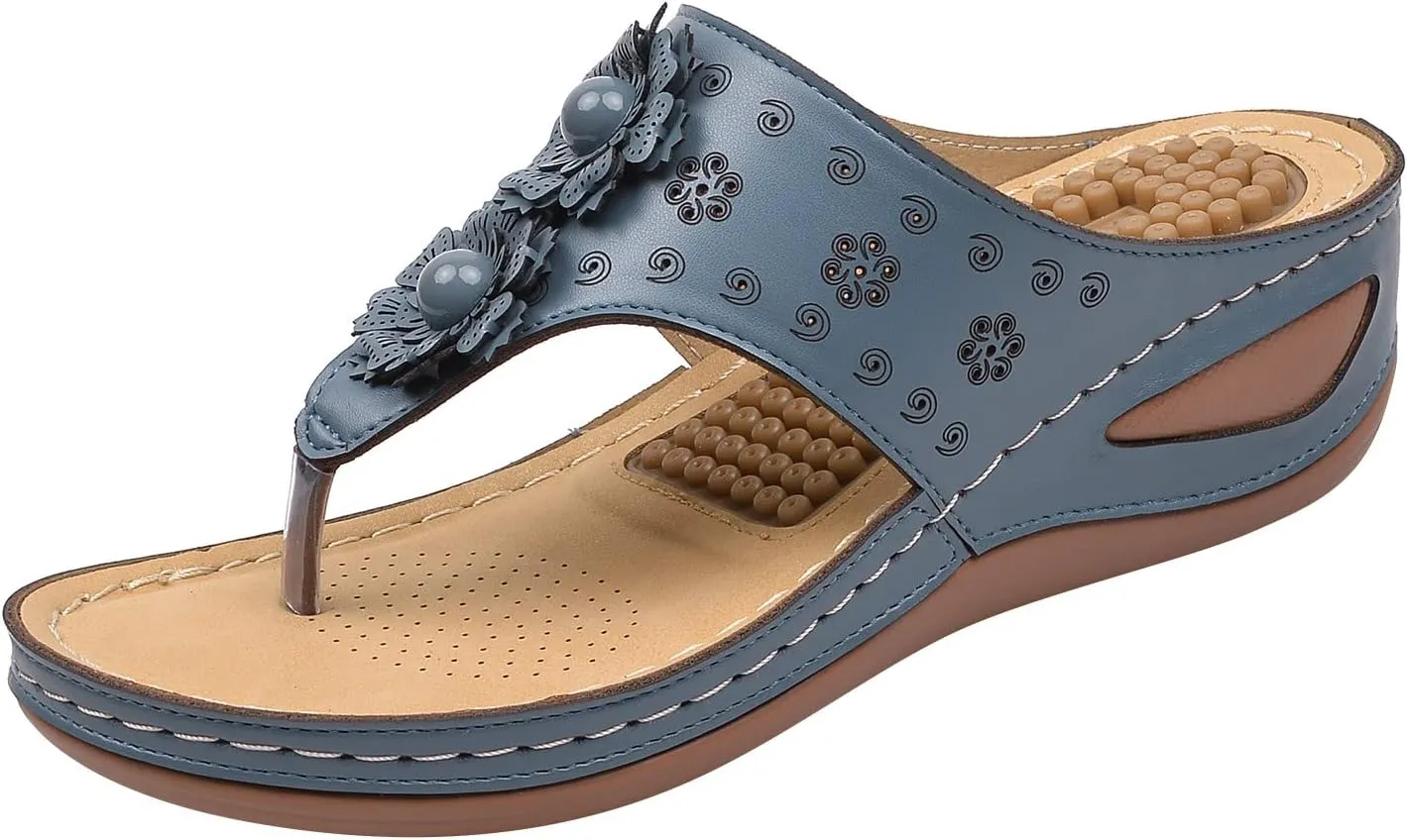 Womens Sandals with Arch Support Walking Flip Flops Shower Wide Wedge Sandal Dressy Summer Arch Support Shoes for Woman Wedge Shoes Slip On Wide Width Dressy Orthopedic Shoe