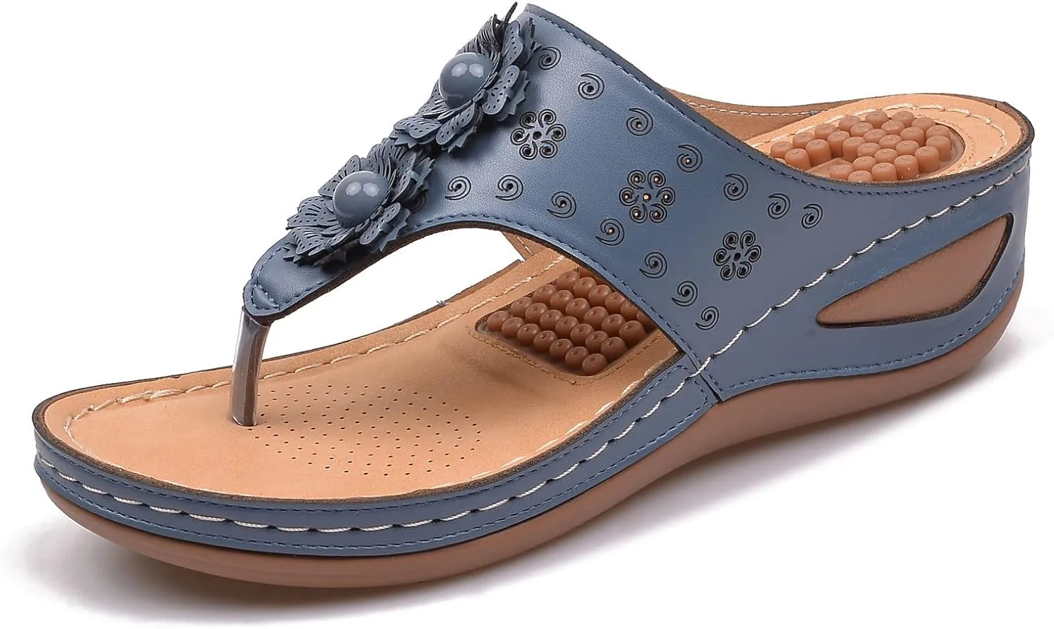 Womens Sandals with Arch Support Walking Flip Flops Shower Wide Wedge Sandal Dressy Summer Arch Support Shoes for Woman Wedge Shoes Slip On Wide Width Dressy Orthopedic Shoe