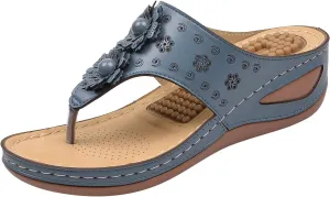 Womens Sandals with Arch Support Walking Flip Flops Shower Wide Wedge Sandal Dressy Summer Arch Support Shoes for Woman Wedge Shoes Slip On Wide Width Dressy Orthopedic Shoe