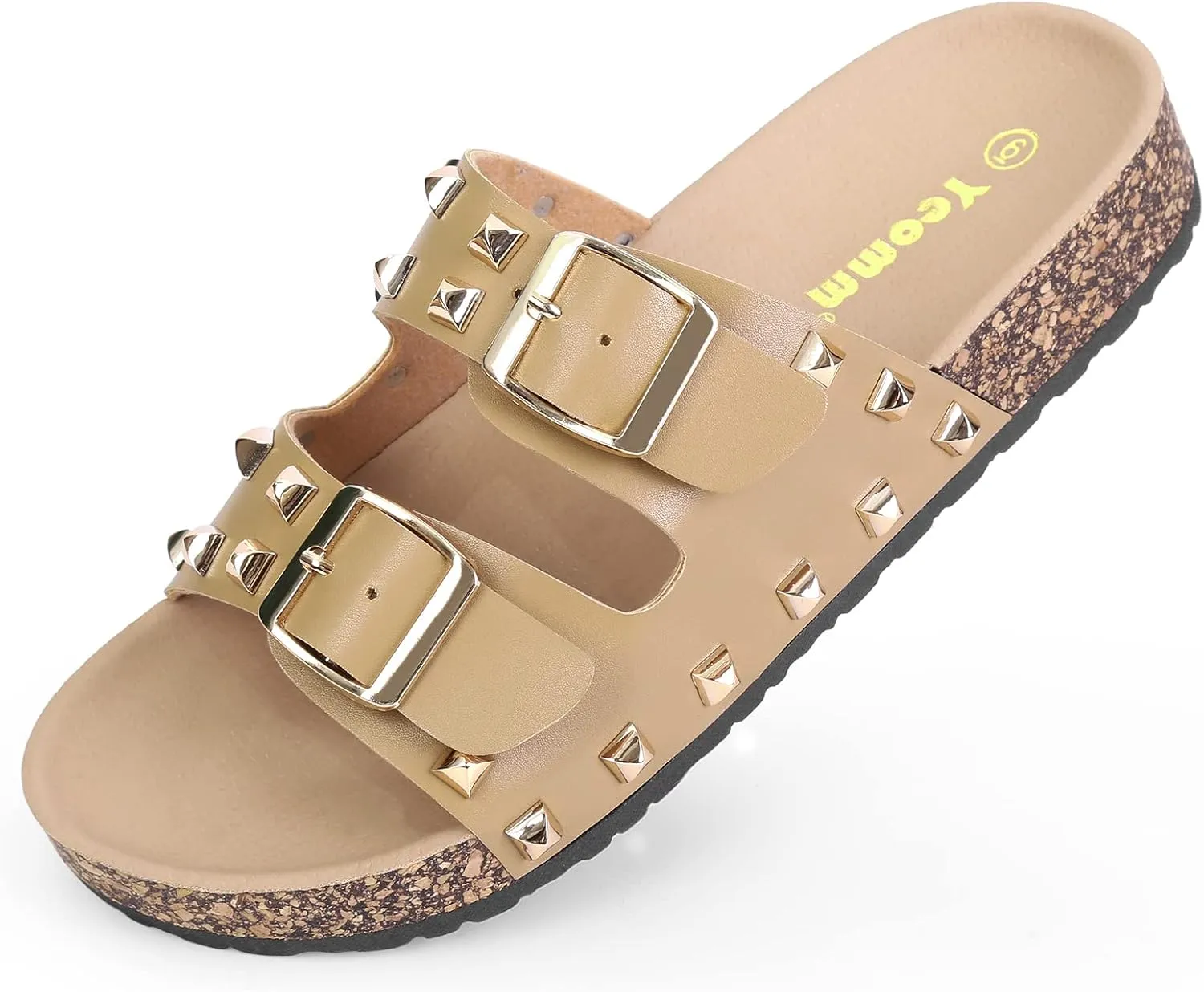 Women's Sandals,Cork Footbed Slide Sandal with Comfortable Arch Support And Buckle Adjustable Strap