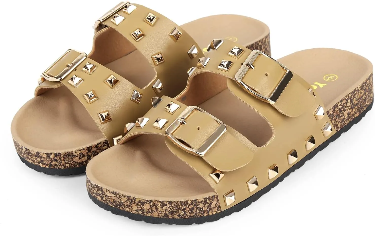 Women's Sandals,Cork Footbed Slide Sandal with Comfortable Arch Support And Buckle Adjustable Strap