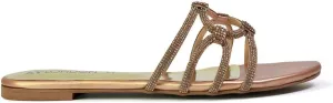 Womens Slip On Flat Sandals Ladies Sparkly Diamante Summer Mule Slider Shoes Size 5-11