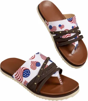 Women's Slip On Flat Sandals Summer Embroidered 2024 Fashion Open Toe Slide Sandals