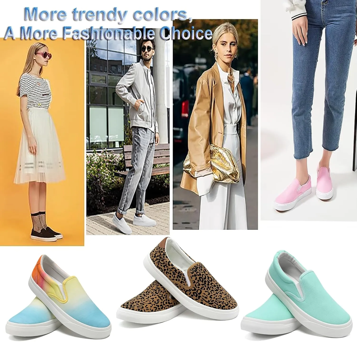 Women's Slip on Sneakers Womens Loafers Classic Canvas Leisure Vintage Flat Fashion Comfortable Elastic Sneakers