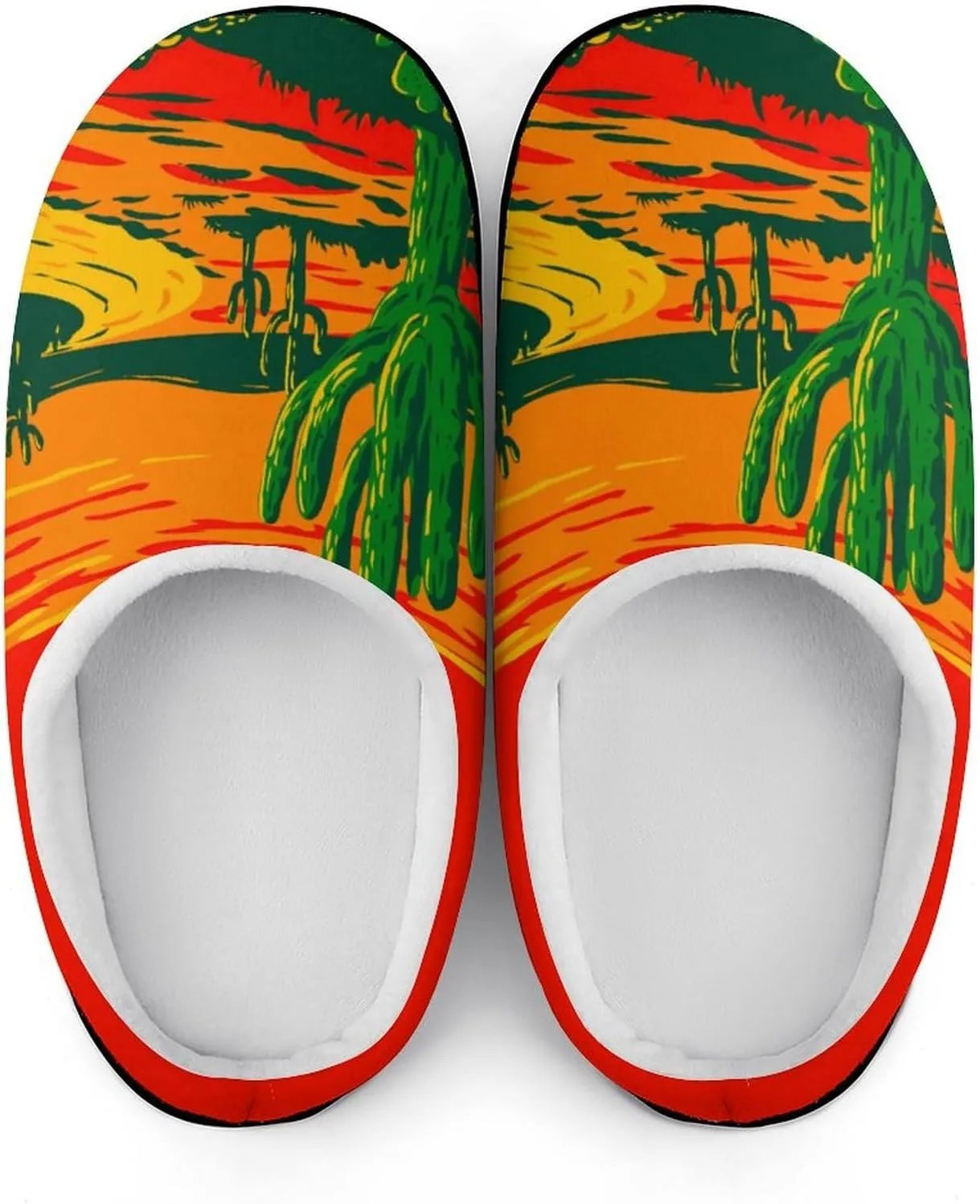 Womens Slippers Bedroom Slip-On Shoes Ladies Merry Christmas Print Slippers Warm Cotton House Slippers Indoor Outdoor