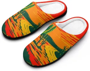 Womens Slippers Bedroom Slip-On Shoes Ladies Merry Christmas Print Slippers Warm Cotton House Slippers Indoor Outdoor
