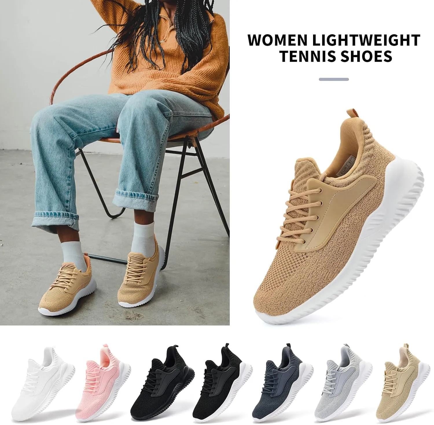 Womens Tennis Shoes Walking Sneakers - Memory Foam Running Slip On Gym Athletic Workout Nursing Comfort Work Shoe Lightweight