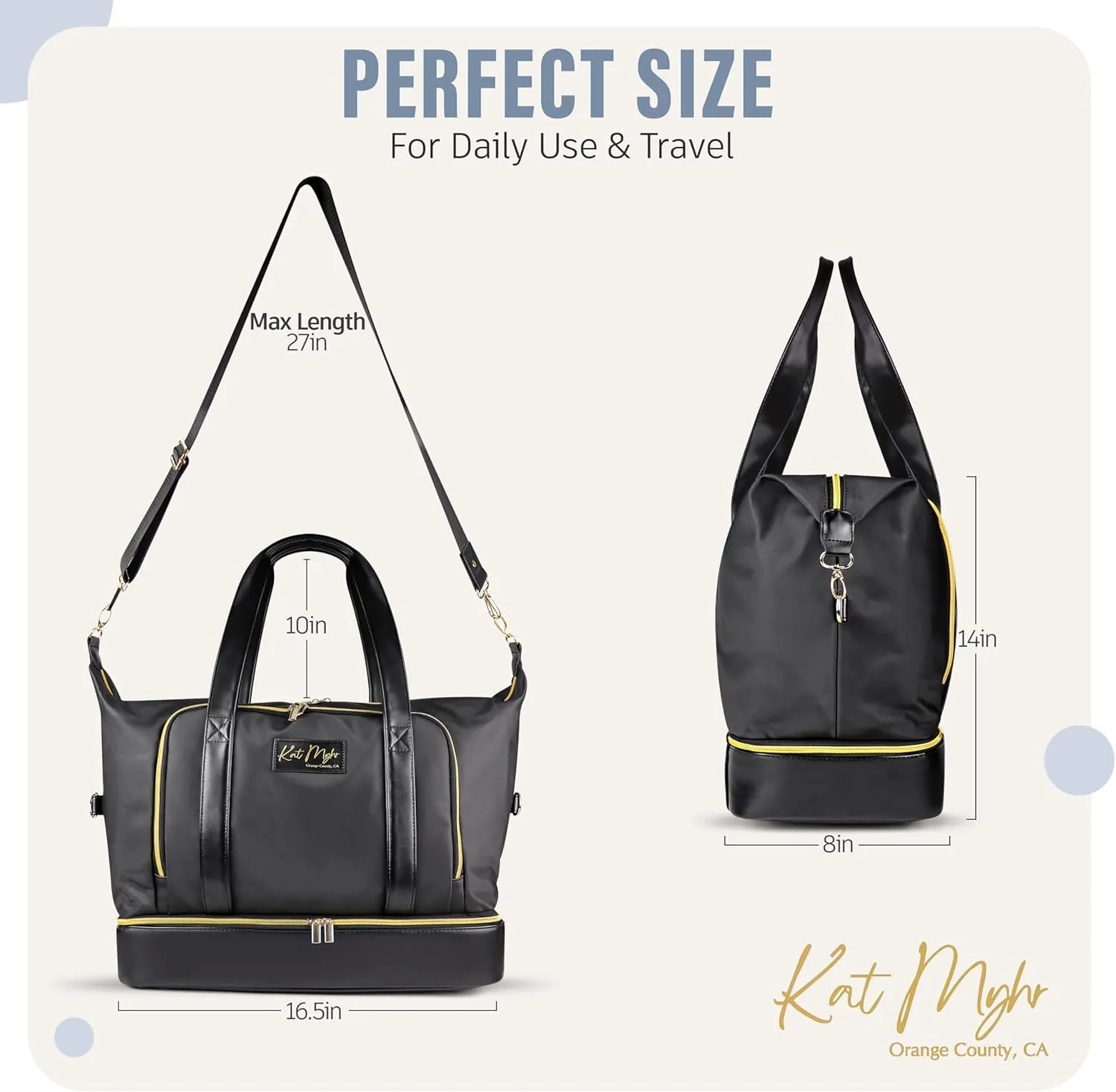 Womens Travel Weekender - Duffle Overnight Carry On Bag with Shoe Compartment