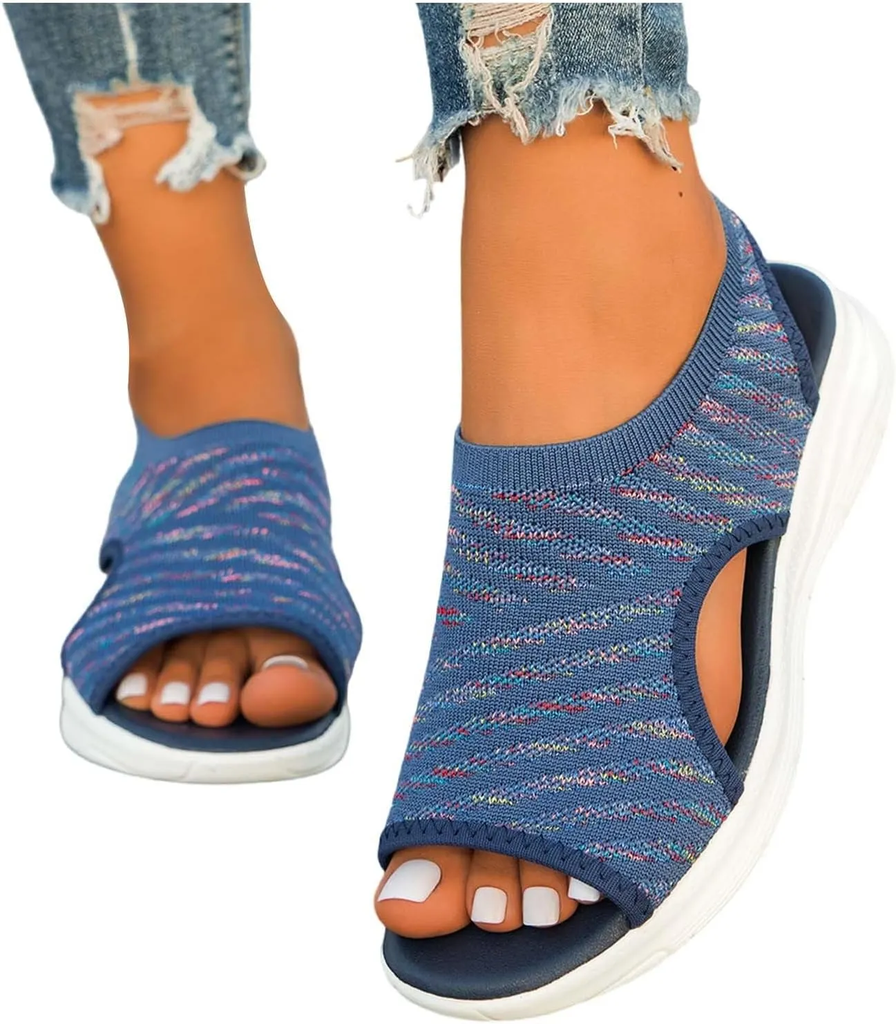 Womens Walking Sandals Comfortable Arch Support Orthopedic Platform Silde Open Toe Sport Shoes for Summer Beach