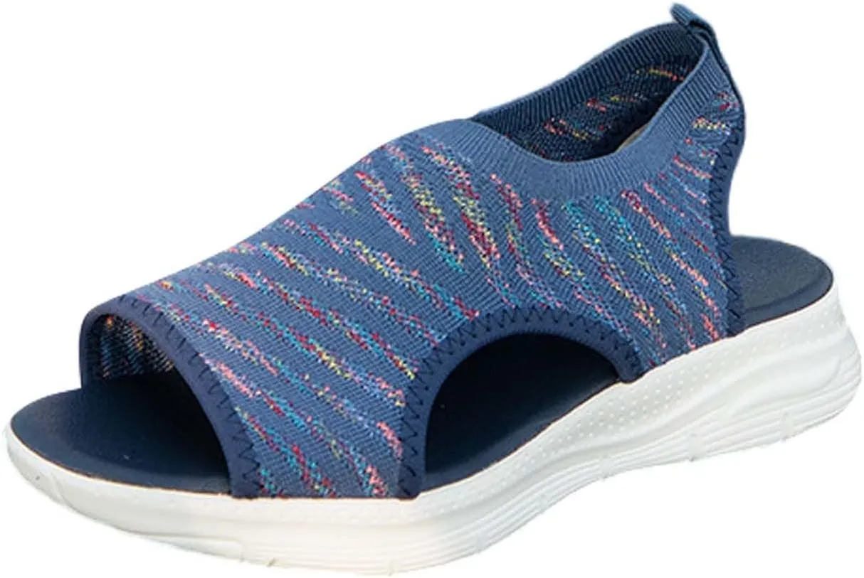 Womens Walking Sandals Comfortable Arch Support Orthopedic Platform Silde Open Toe Sport Shoes for Summer Beach