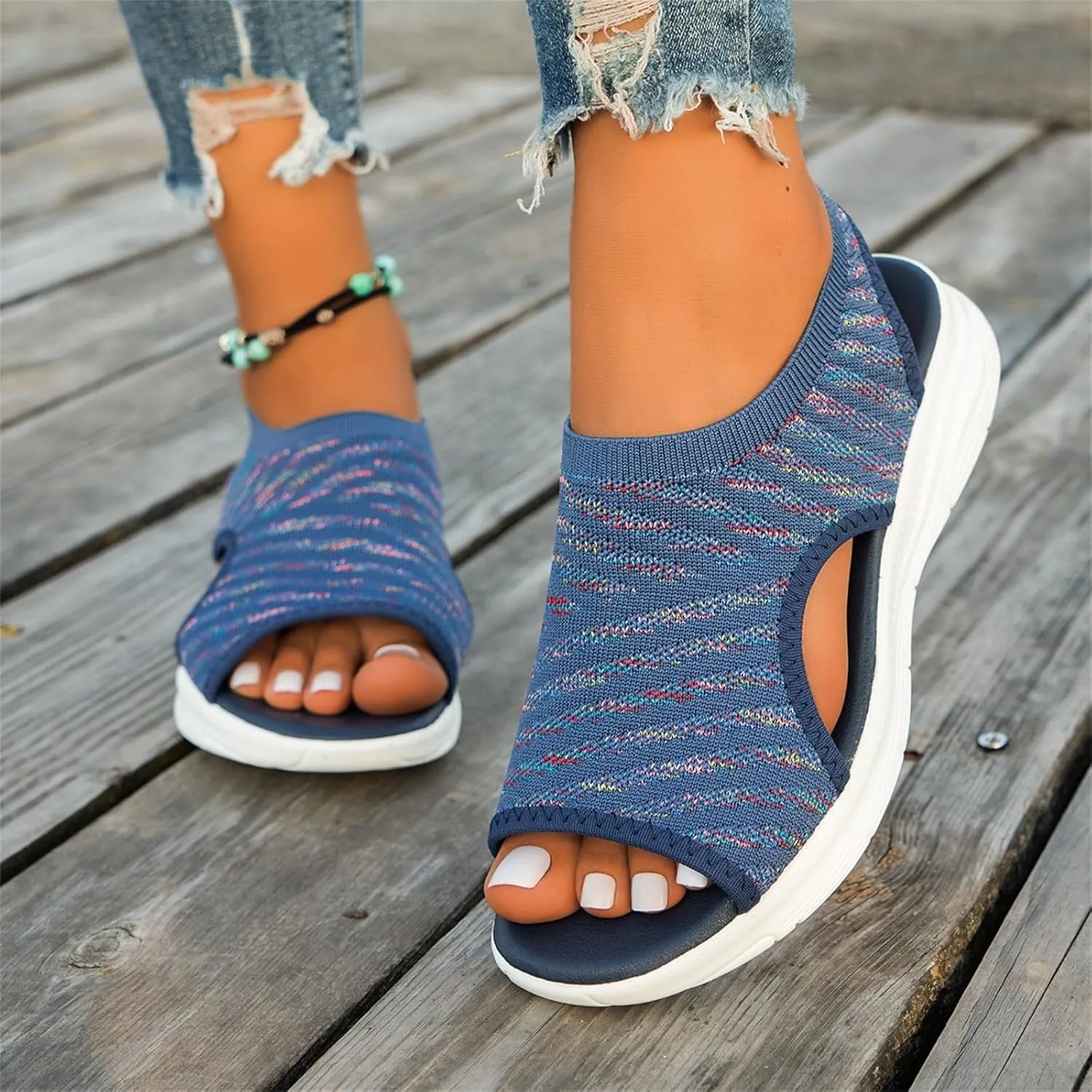 Womens Walking Sandals Comfortable Arch Support Orthopedic Platform Silde Open Toe Sport Shoes for Summer Beach