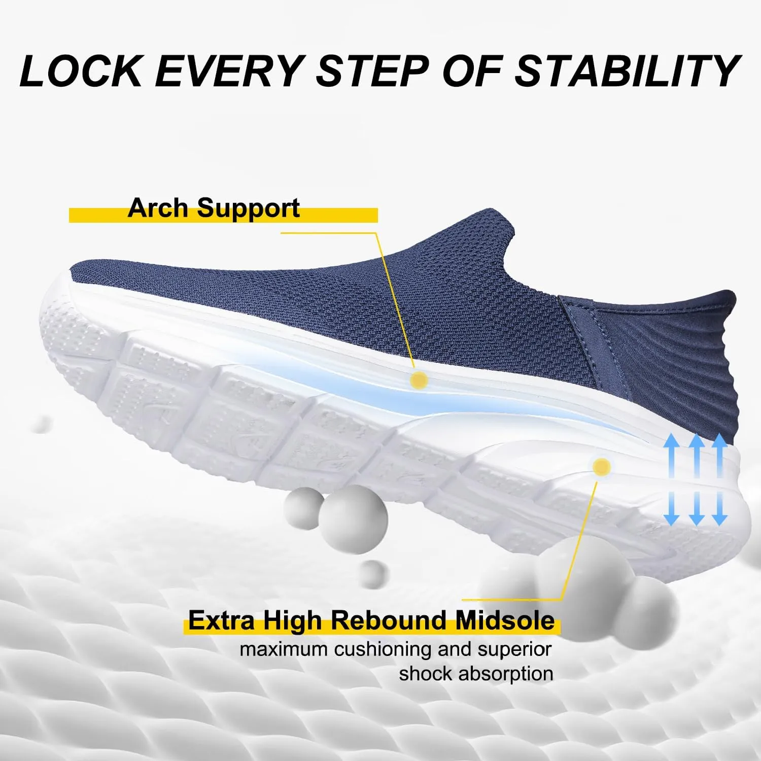 Women's Walking Shoes Slip On Sneakers Comfort Lightweight Non Slip Workout Gym Nurse Shoes