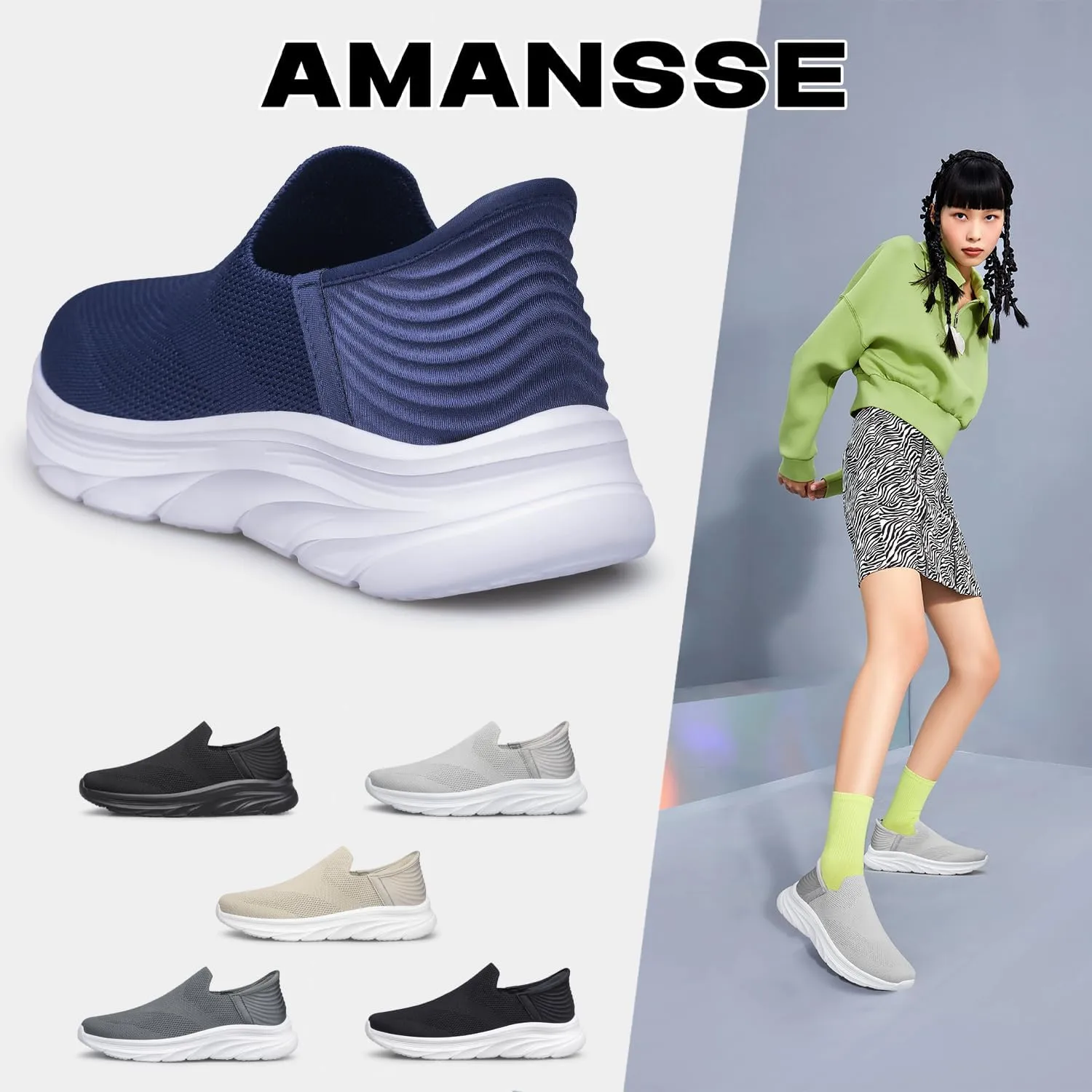 Women's Walking Shoes Slip On Sneakers Comfort Lightweight Non Slip Workout Gym Nurse Shoes