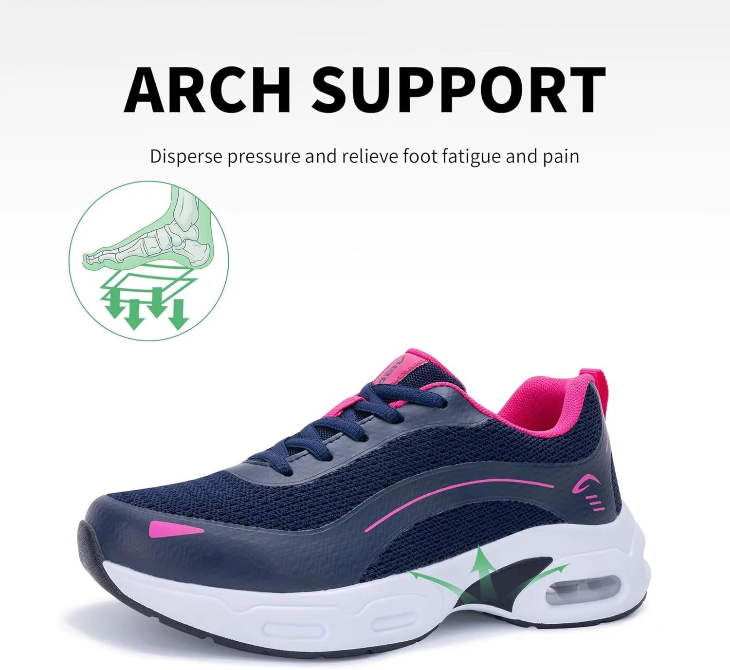Womens Walking Shoes with Arch Support | Orthotic Sneakers for Plantar Fasciitis Foot Heel Pain Relief | Tennis Running Shoes US 6.5-11