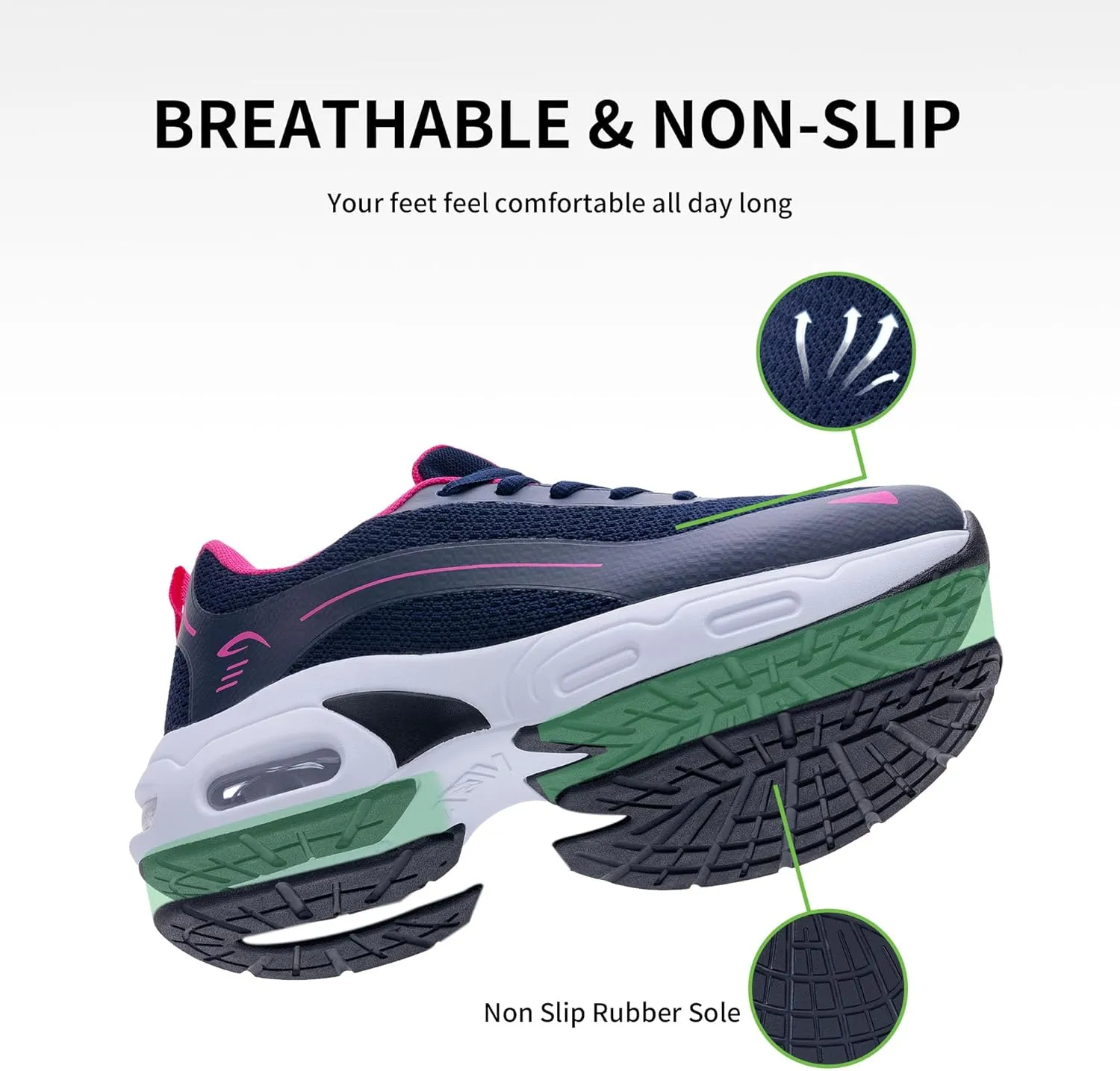 Womens Walking Shoes with Arch Support | Orthotic Sneakers for Plantar Fasciitis Foot Heel Pain Relief | Tennis Running Shoes US 6.5-11