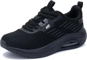 Women's Walking Shoes with Arch Support Orthotic Sneakers for Plantar Fasciitis Heel and Foot Pain Relief Tennis AllBlack Size 8.5