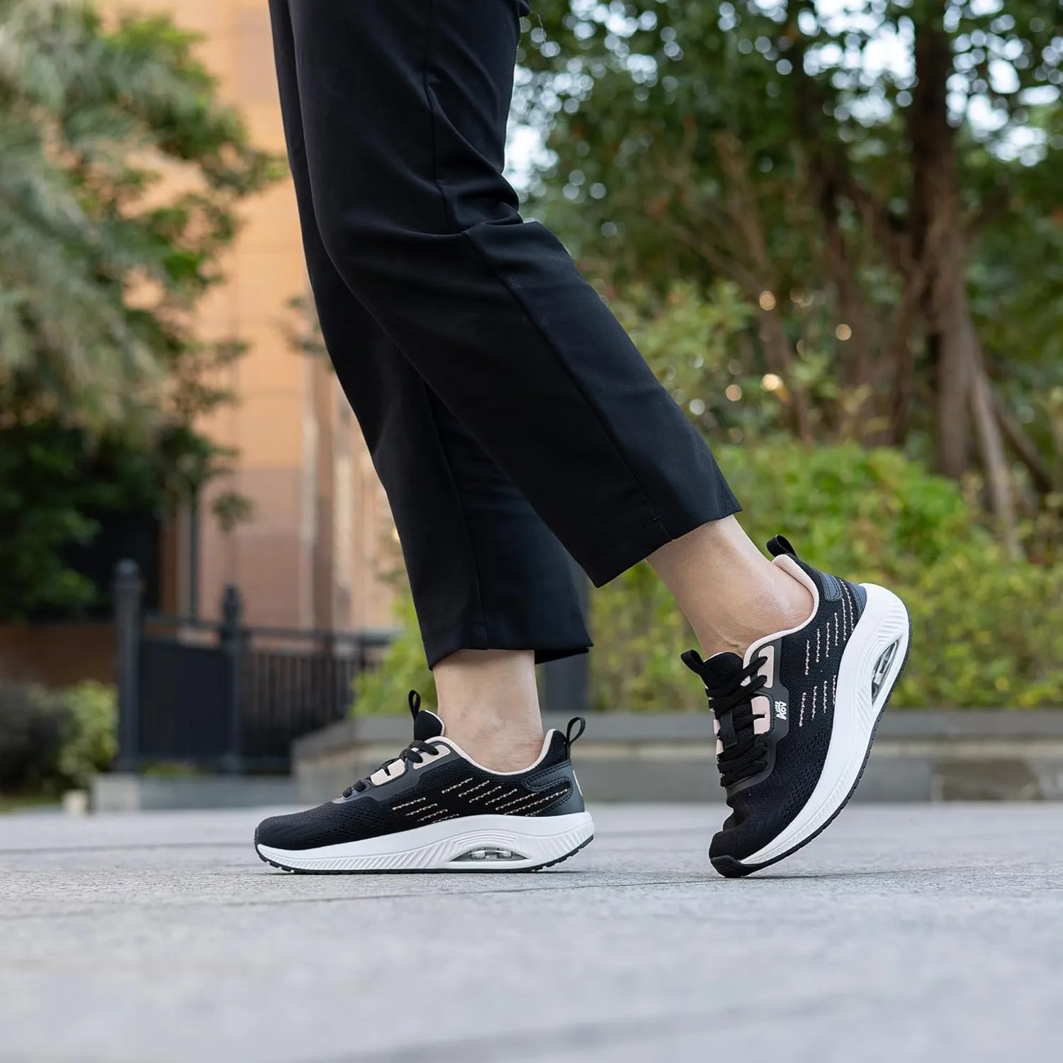 Women's Walking Shoes with Arch Support Orthotic Sneakers for Plantar Fasciitis Heel and Foot Pain Relief Tennis BlackPeach Size 8
