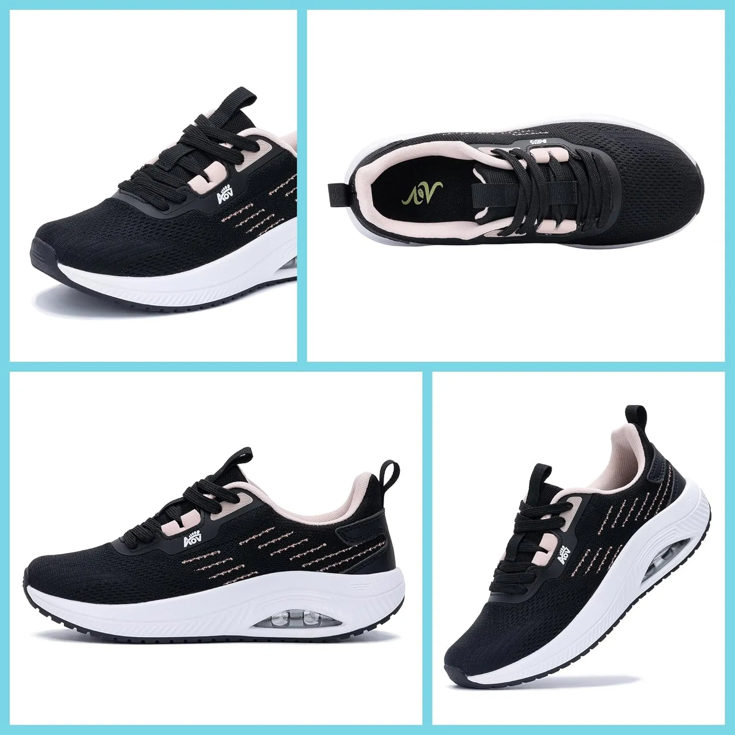 Women's Walking Shoes with Arch Support Orthotic Sneakers for Plantar Fasciitis Heel and Foot Pain Relief Tennis BlackPeach Size 8